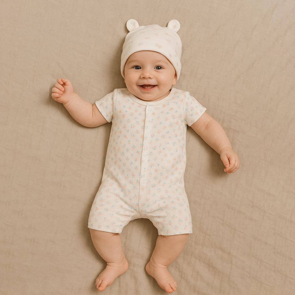 Flowery Designed Cute Romper