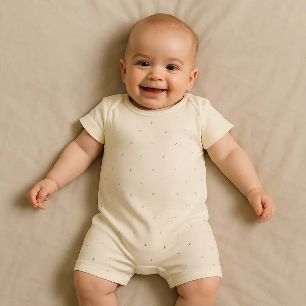 Short Sleeves Light Brown Color Baby Romper