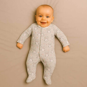 Cute Little Rabbits Printed Sleepsuit