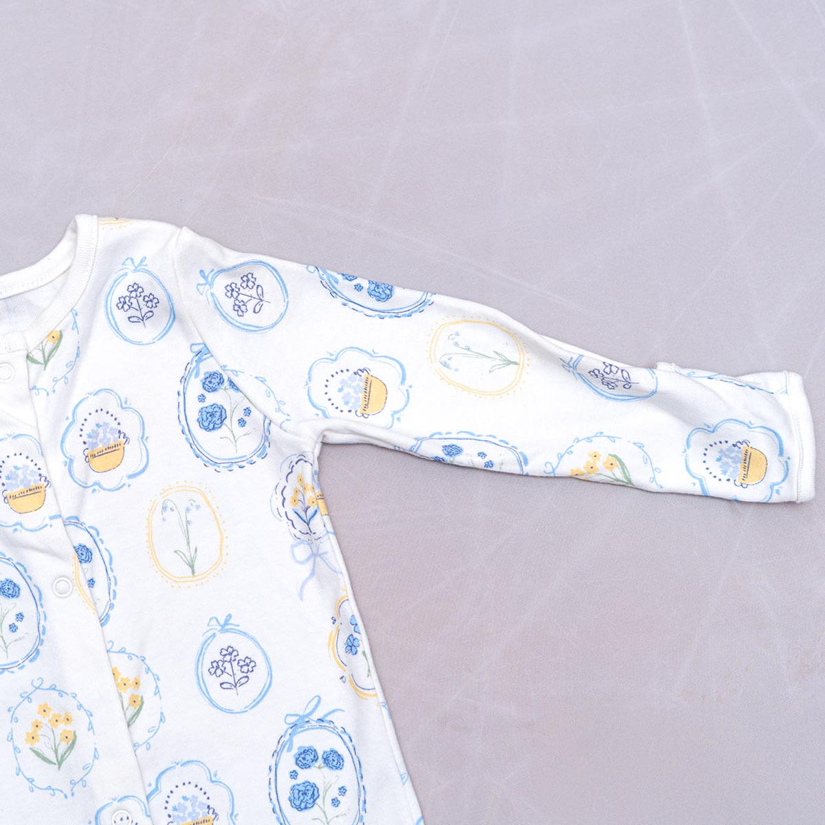 Blue Color flowery Designed Luxury Sleepsuit - Image 2