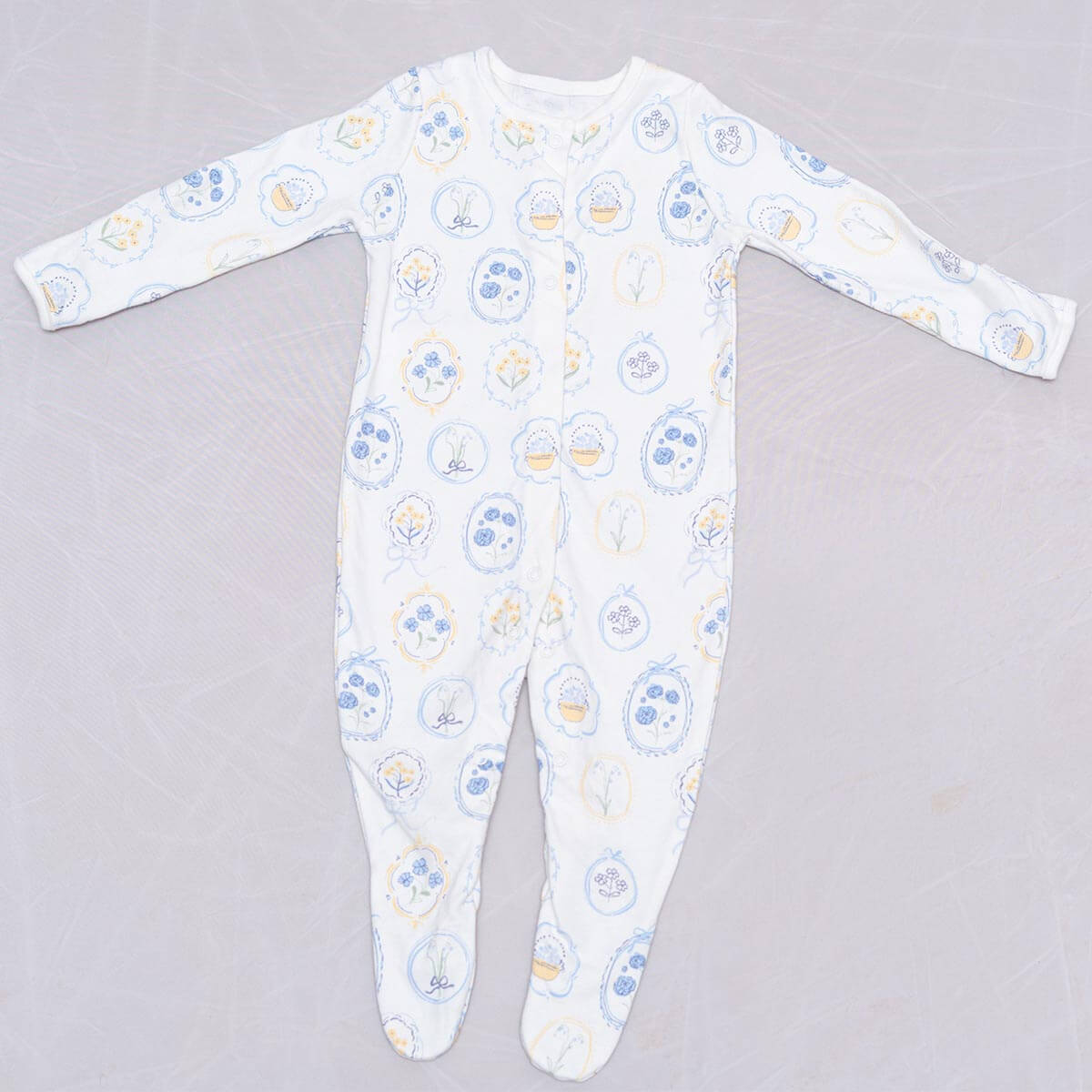 Blue Color flowery Designed Luxury Sleepsuit - Image 3