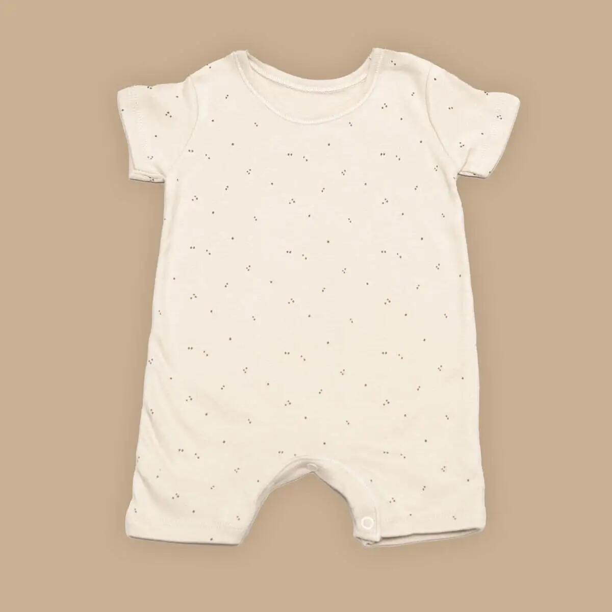 Short Sleeves Light Brown Color Baby Romper - Image 2