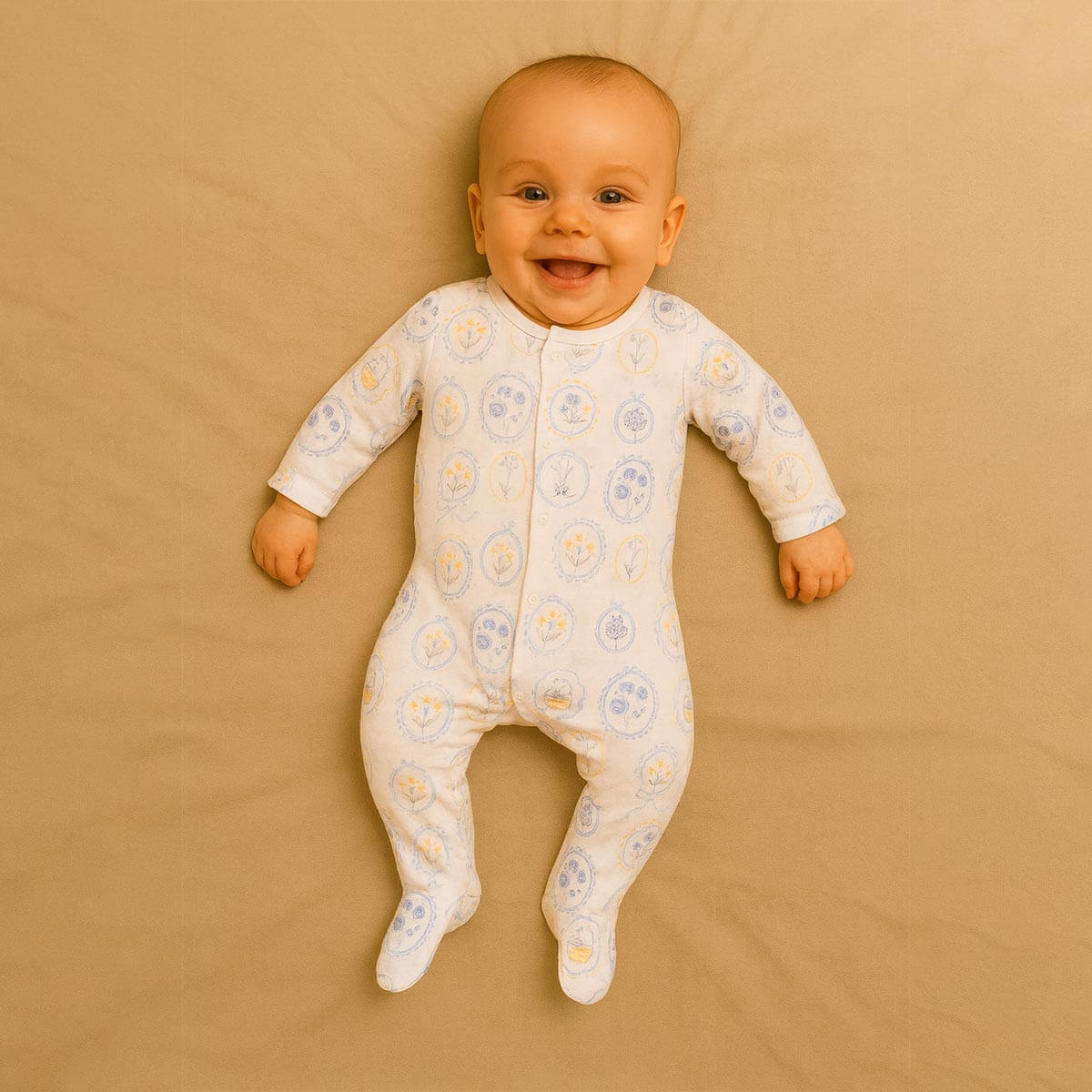 Blue Color flowery Designed Luxury Sleepsuit