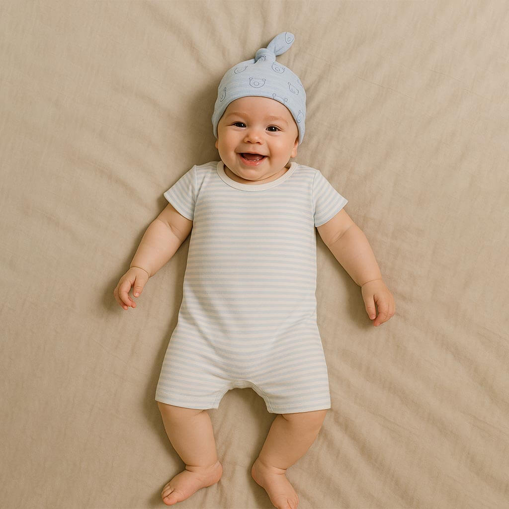 Blue Color Striped Romper