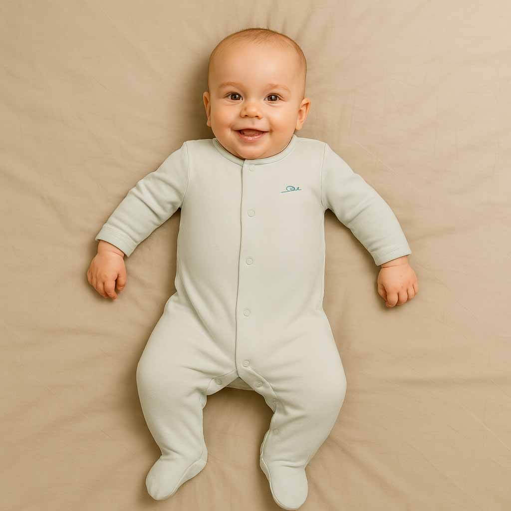 Cute Light Green Luxury Baby Sleepsuit