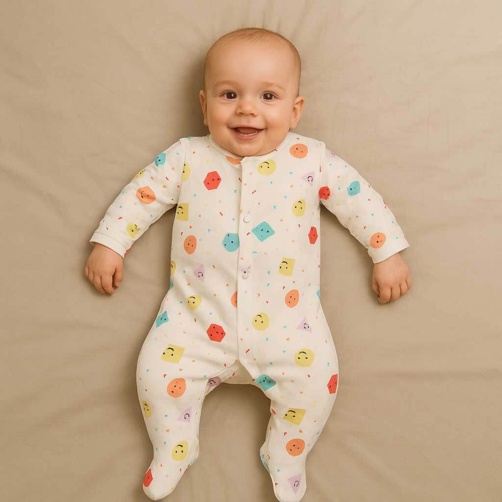 Cute Smiley Faces Designed Sleepsuit