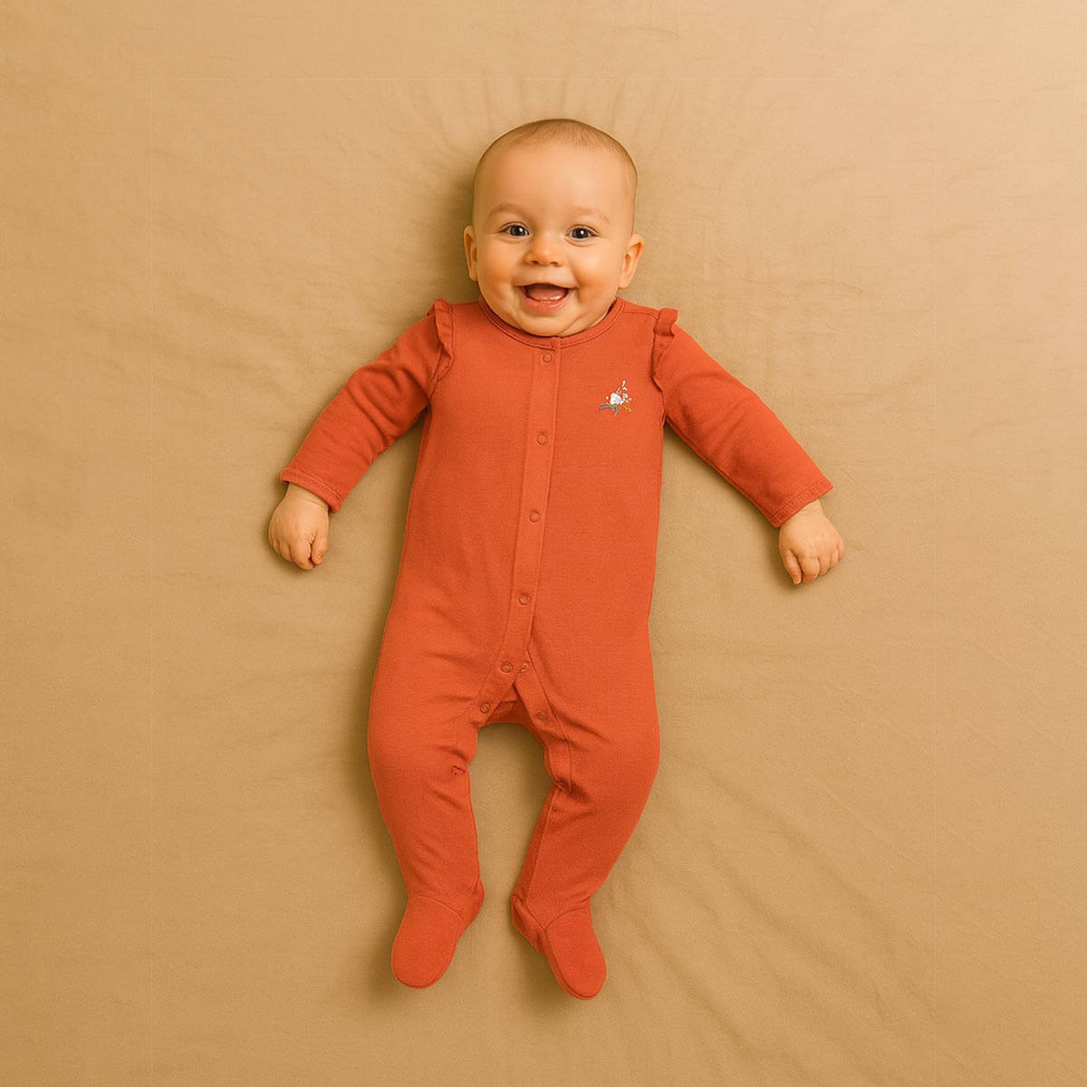 Frilled Sleeves Beautiful Red Color Luxury Sleepsuit