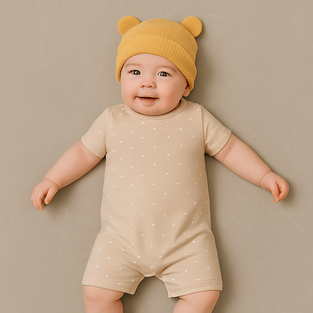 Light Brown Color Cute Short Sleeves Romper