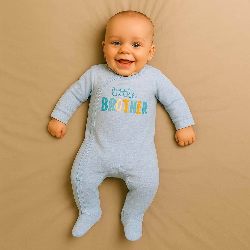 Little Brother Printed Blue Color Cute Sleepsuit