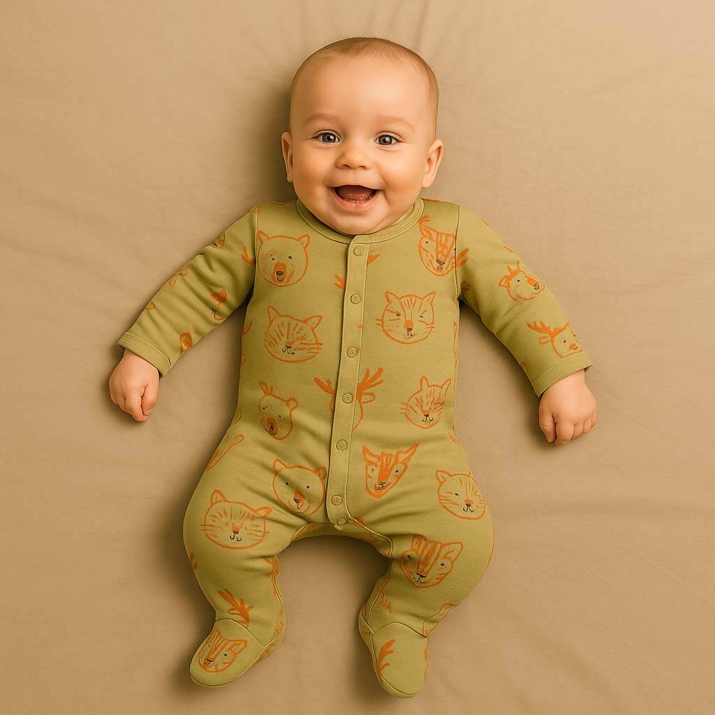 Little Foxy Designed Green Color Sleepsuit