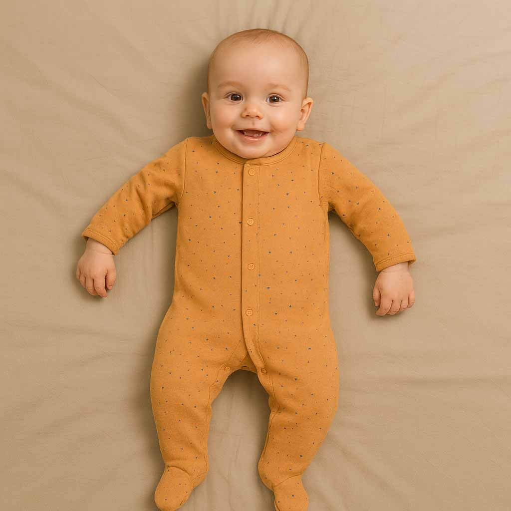 Stars Designed Cute Brown Color Sleepsuit