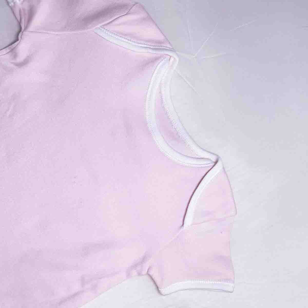 Gentle rose baby bodysuit close-up view