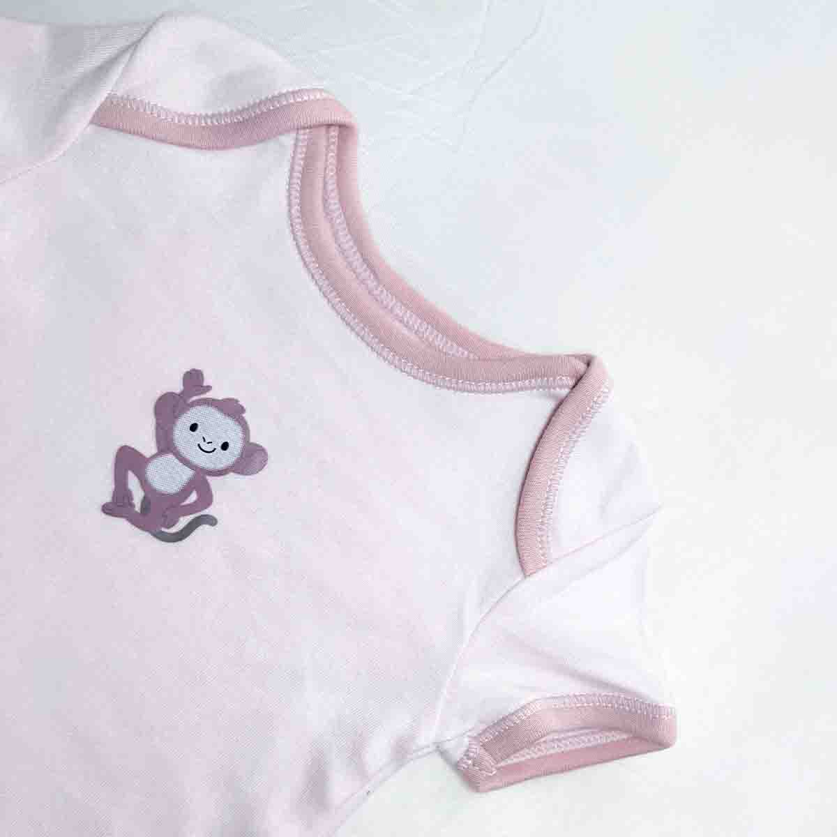Sweet monkey baby bodysuit close-up view